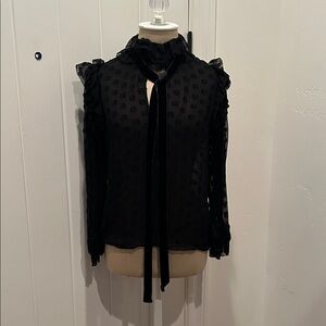 Marinelli  Black Sheer Dotted Women's Top